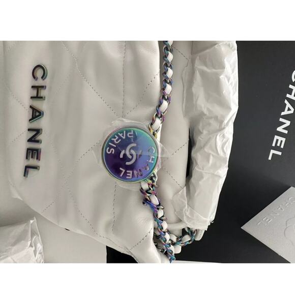 CHANEL WHITE MINI 22 Bag HANDBAG RAINBOW LIMITED EDITION +RECEIPT NEW w/tags - Picture 4 of 7